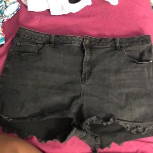 Black denim shorts